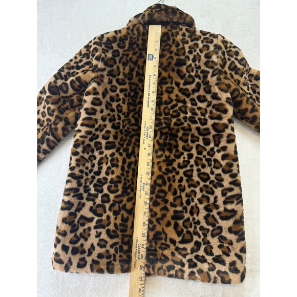 Zadig & Voltaire Madeleine Leopard Faux Fur Coat Kids Girls 10 Tan Brown - Read - Picture 11 of 16